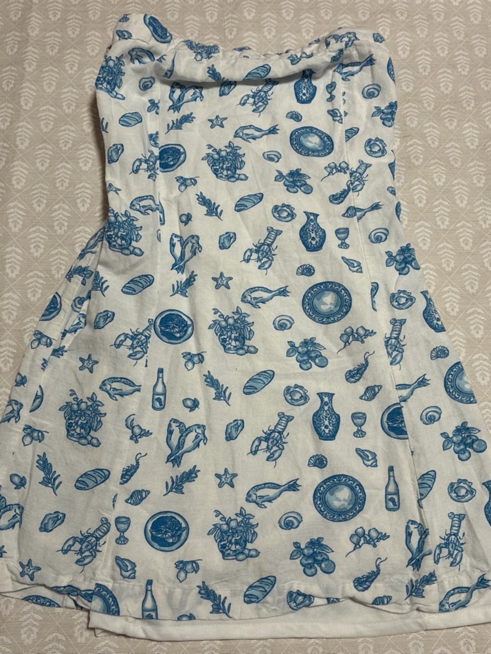 Girls' Blue & White Sleeveless Print Tank Top